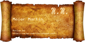 Meier Martin névjegykártya